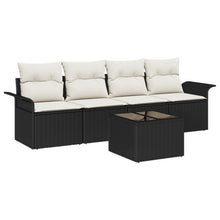 5 Delige Tuinbankset Met Kussens Zwart Poly Rattan