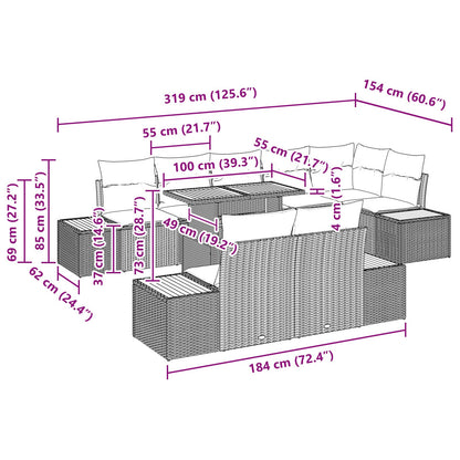Tuinbankset Set Van 9 Beige, Grijs Rattan, Polyester