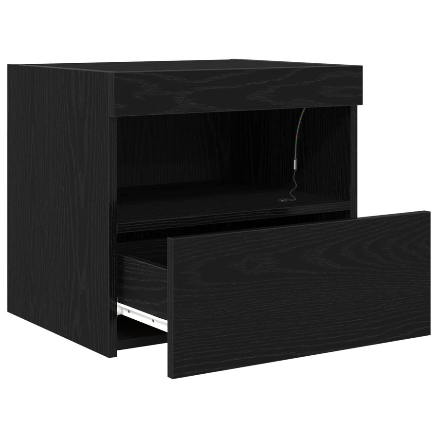 Nachtkastjes Met Led-Verlichting 2 Stuks Zwart Eiken 50X40X45 Cm