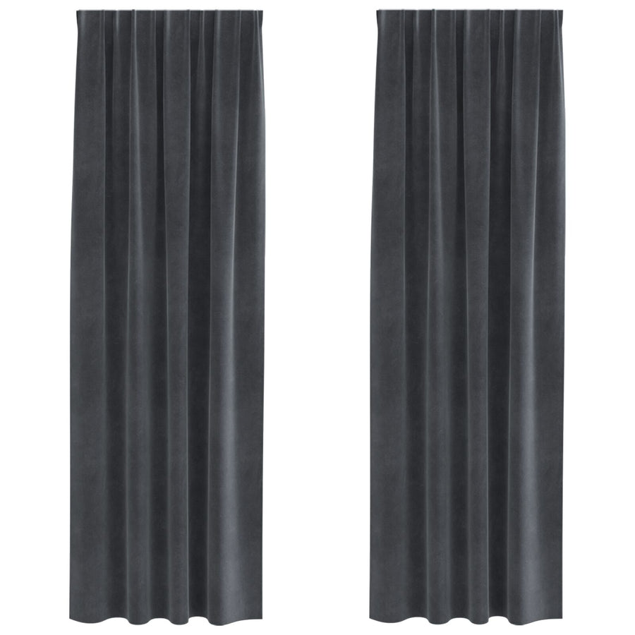 Blackout Gordijnen Met Topband 2 Stuks Fluweel Lichtgrijs 140 x 245 cm met naaigaren