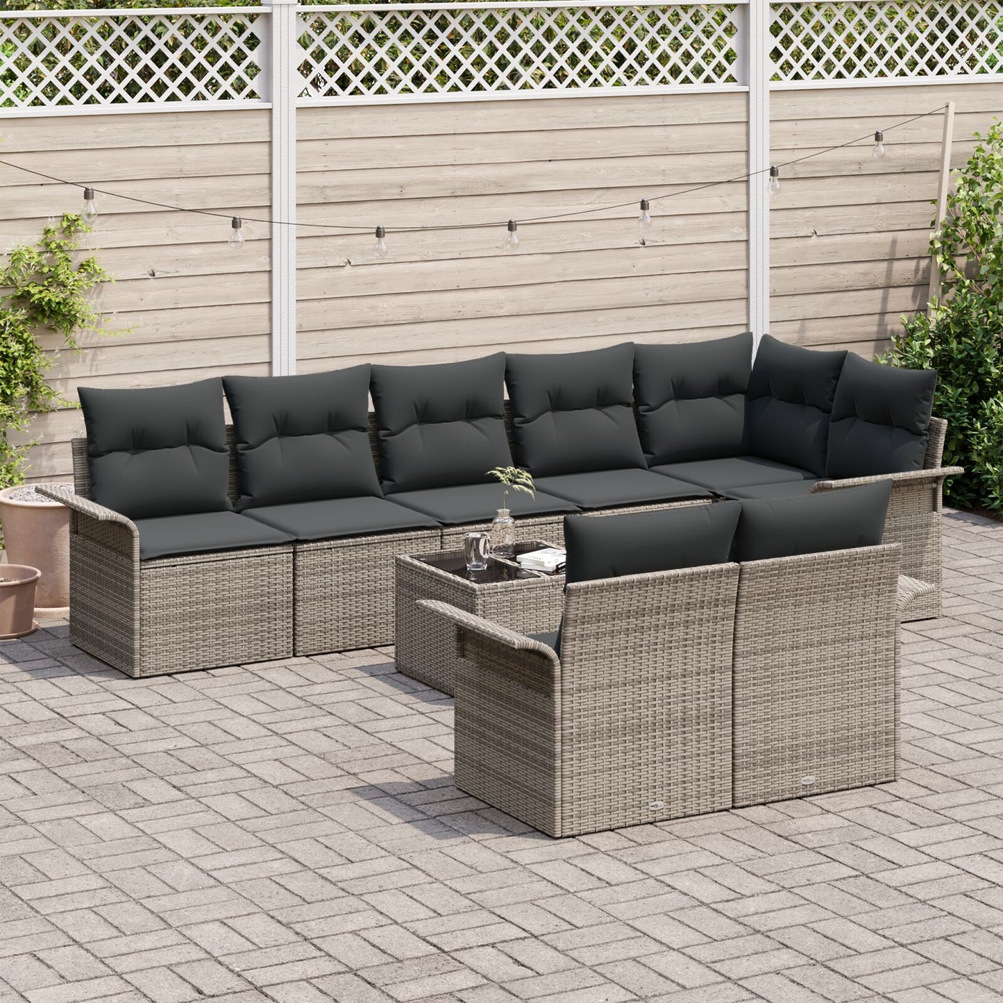 Tuin Sofa Set Set Van 9 Poly Rattan Tuin Sofa Set Grijs met tafel