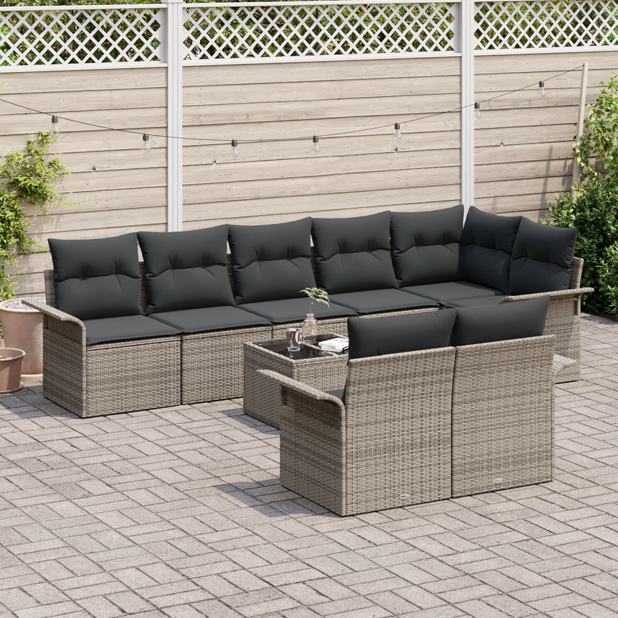 Tuin Sofa Set Set Van 9 Poly Rattan Tuin Sofa Set Grijs met tafel