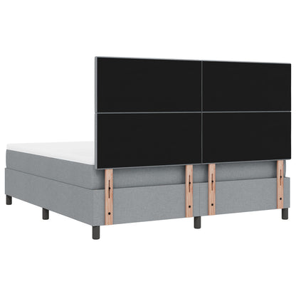 Boxspringbed Met Matras Lichte Grijs Super King Stof Lichtgrijs 180 x 200 cm Knop-geknopt