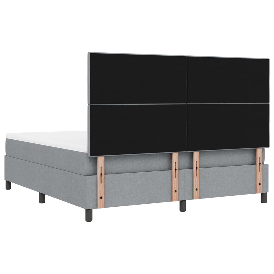 Boxspringbed Met Matras Lichte Grijs Super King Stof Lichtgrijs 180 x 200 cm Knop-geknopt