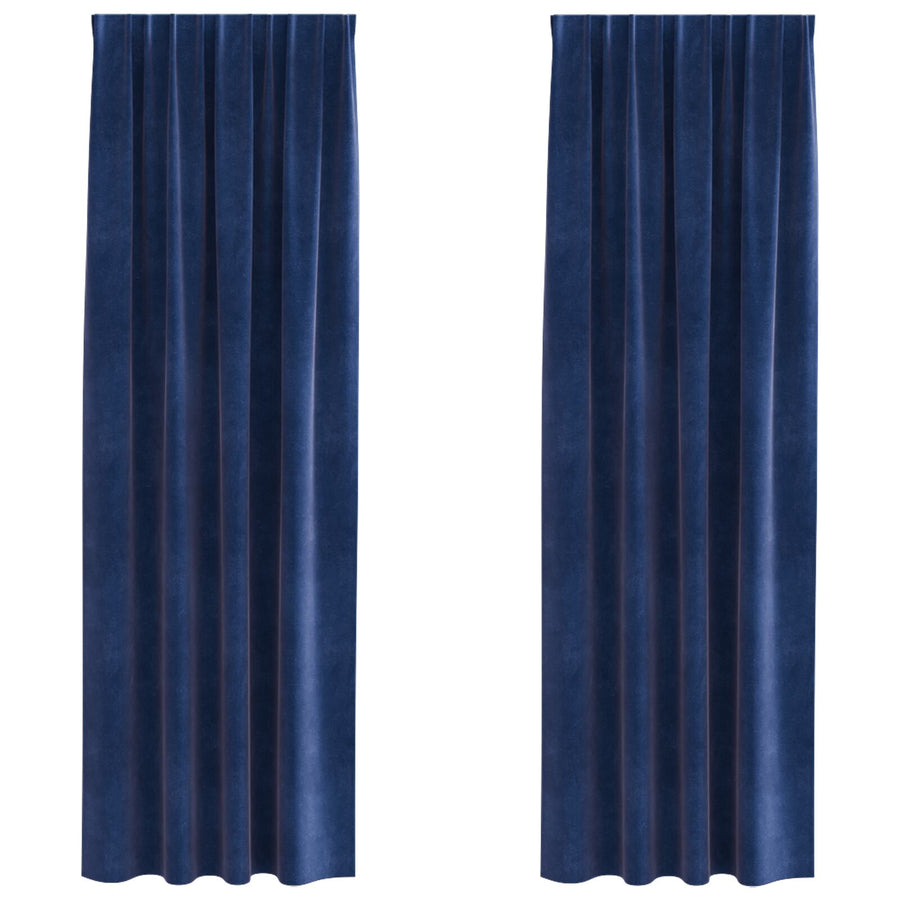 Blackout Gordijnen Met Bovenband 2 Stuks E Fluweel Donkerblauw 140 x 225 cm met ingestikte tape
