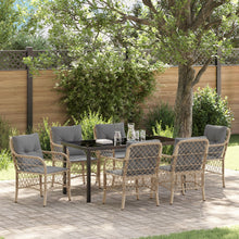 7-Delige Tuindining Set Met Kussens Beige Poly Riet