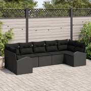 Tuinset poly rattan 7-delig zwart