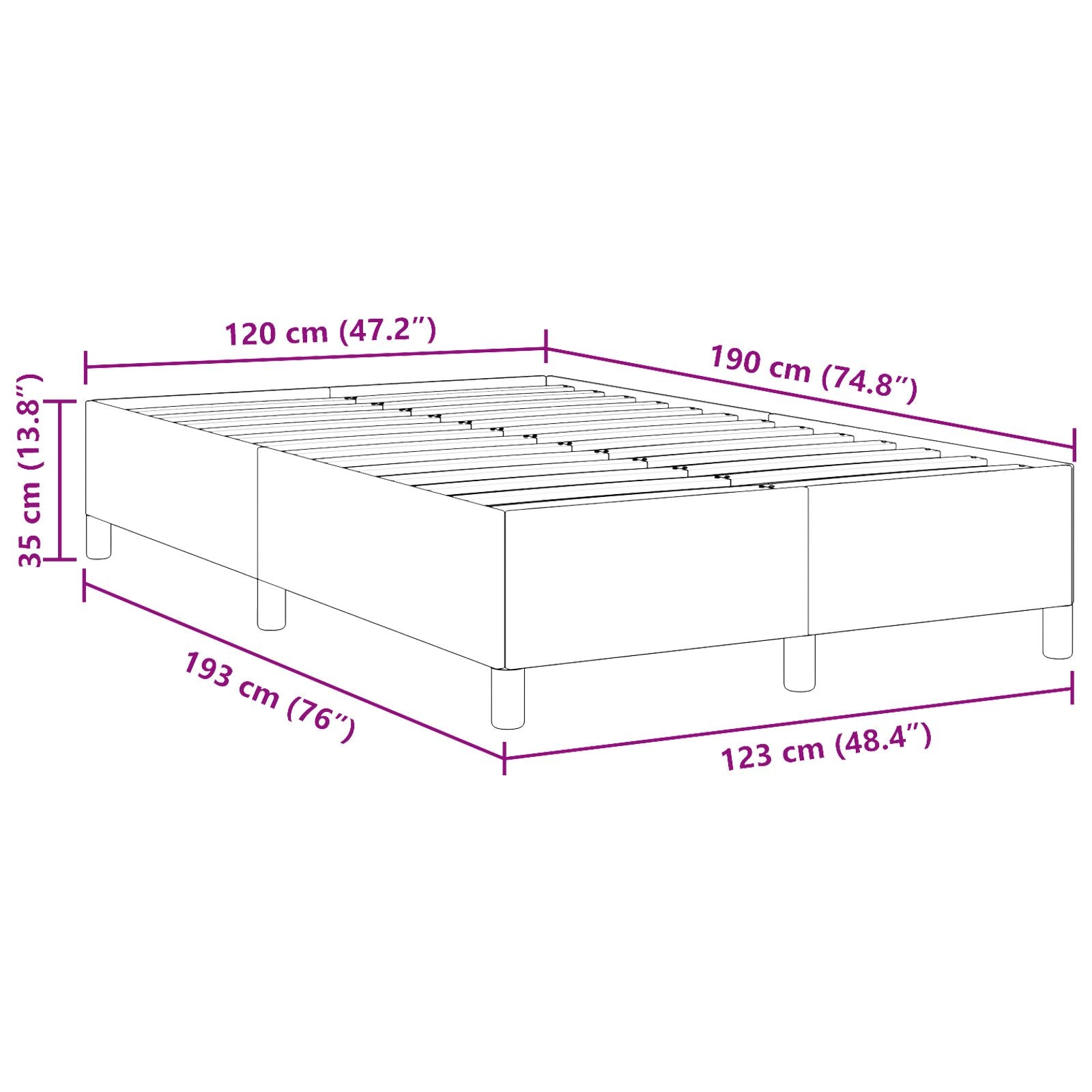 Bedframe Corduroy Stof Lichtgrijs 120 x 190 cm