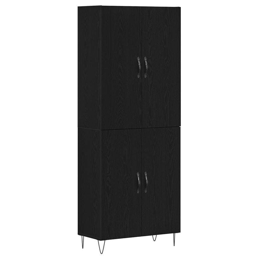 Highboard Zwart Eiken 69,5X34X180 Cm Geengineerd Hout