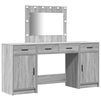 3-Delige Kaptafel Set Met Led Grijs Sonoma Bewerkt Hout