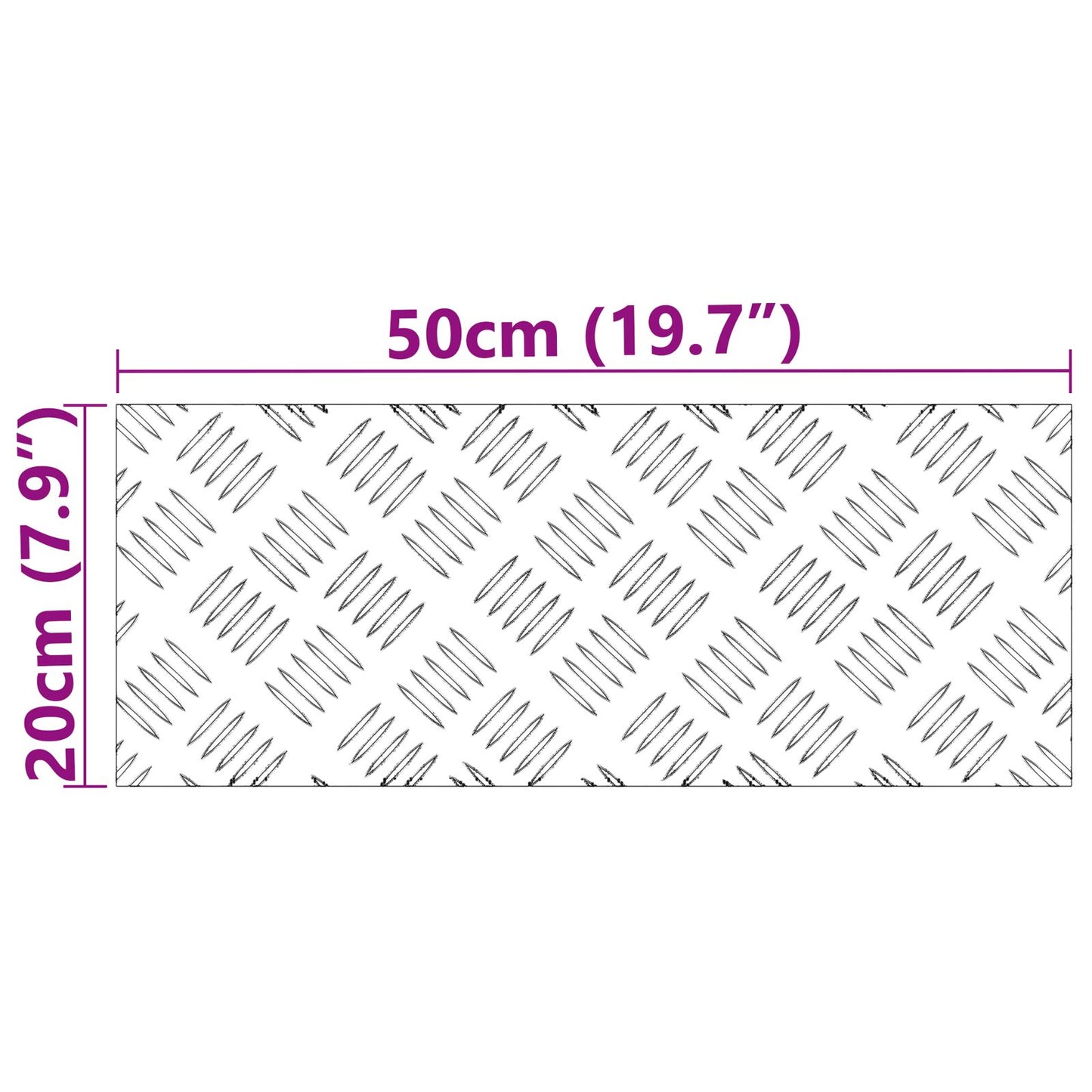 Aluminium Checker Platen 4 Stuks Anti-Slip 50X20 Cm 50 x 20 x 0.3 cm Rechthoekig