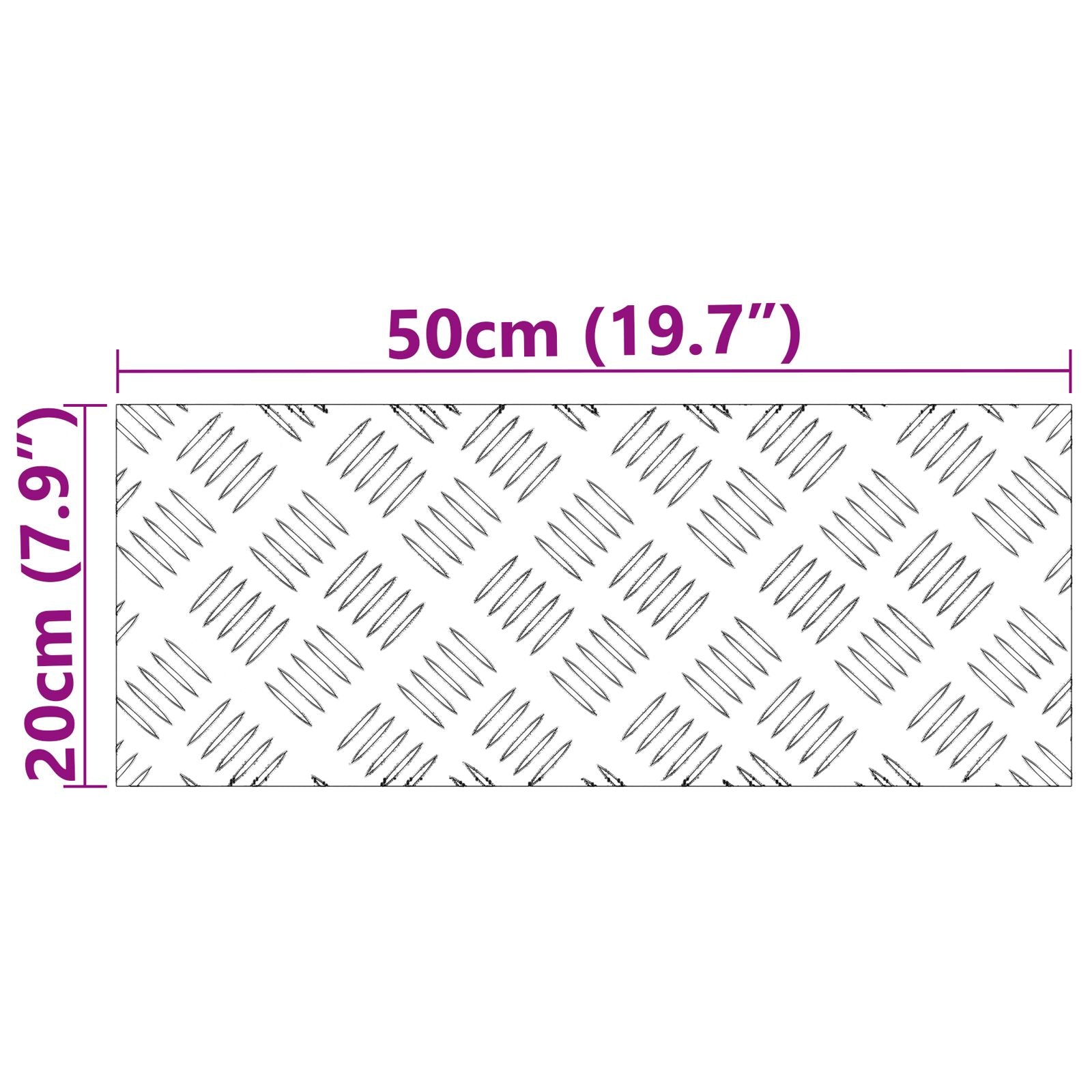 Aluminium Checker Platen 4 Stuks Anti-Slip 50X20 Cm 50 x 20 x 0.3 cm Rechthoekig
