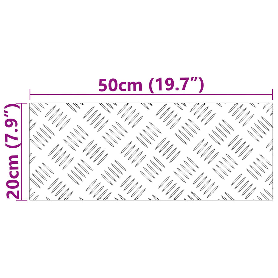 Aluminium Checker Platen 4 Stuks Anti-Slip 50X20 Cm 50 x 20 x 0.3 cm Rechthoekig