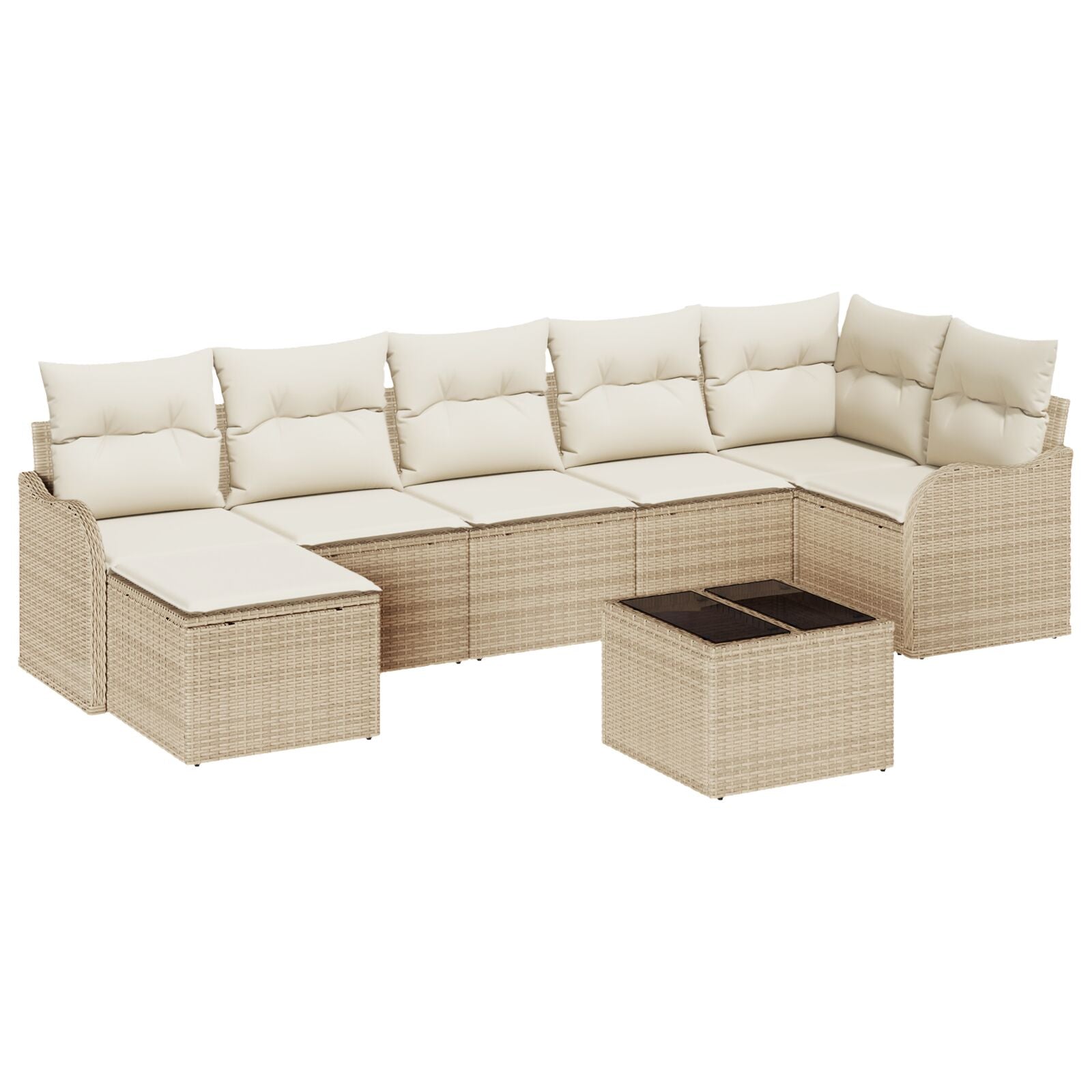 8-delige tuinsofa set met kussens bruin poly rattan, vidaXL 2-zits tuinsofa met kussens beige poly rattan