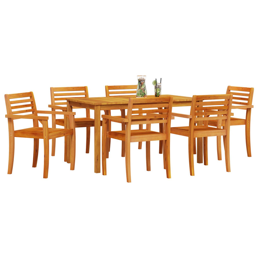 7-Delige Tuin Eetset Van Massief Acaciahout 6-Persoons 140 cm tafel lengte