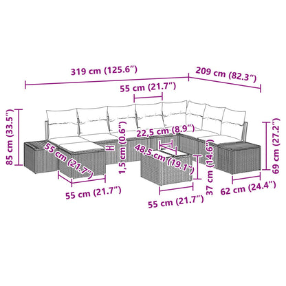8-Delige Tuin Sofa Set Met Kussens Bruin Poly Rattan