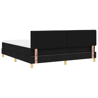 Boxspring Bed Met Matras Stof Zwart 180 x 200 cm Lijnen ontwerp