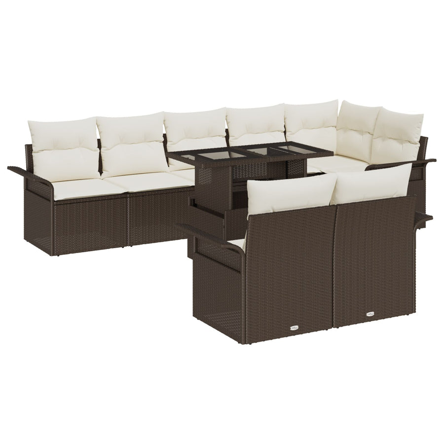 9-Delige Tuinbankset Met Kussens Bruin Poly Rattan