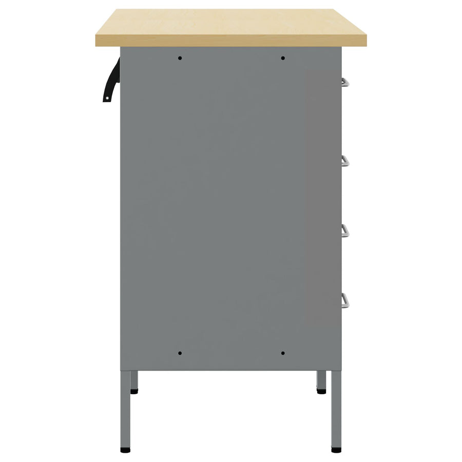 Werkbank Set Van 2 En Grijs Gengineerd Hout En Staal 2x (85 cm) Zwart 2x kast