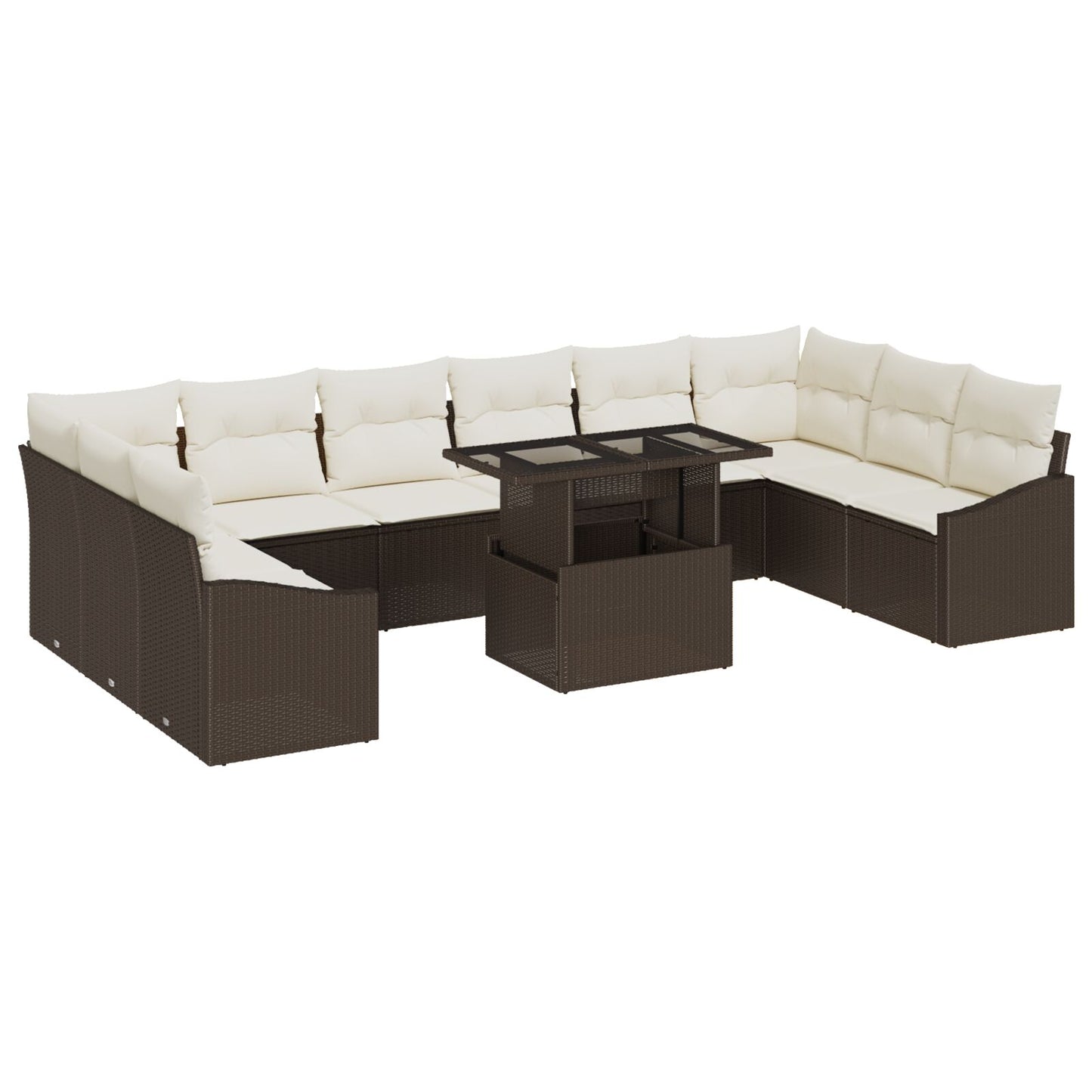 Tuin Sofa Set Set Van 11 Beige Rattan Tuin Sofa Set Rechthoekig