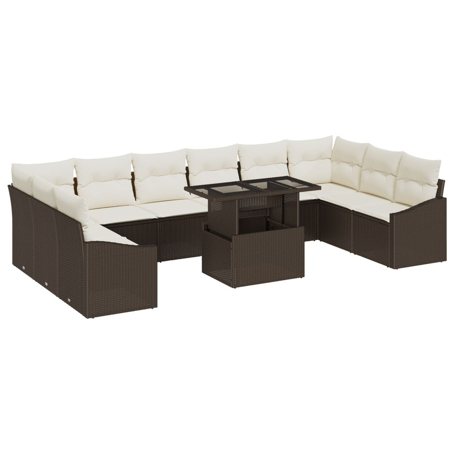 Tuin Sofa Set Set Van 11 Beige Rattan Tuin Sofa Set Rechthoekig
