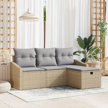 4-Delige Tuin Sofa Set Met Kussens Beige Poly Rattan Wit