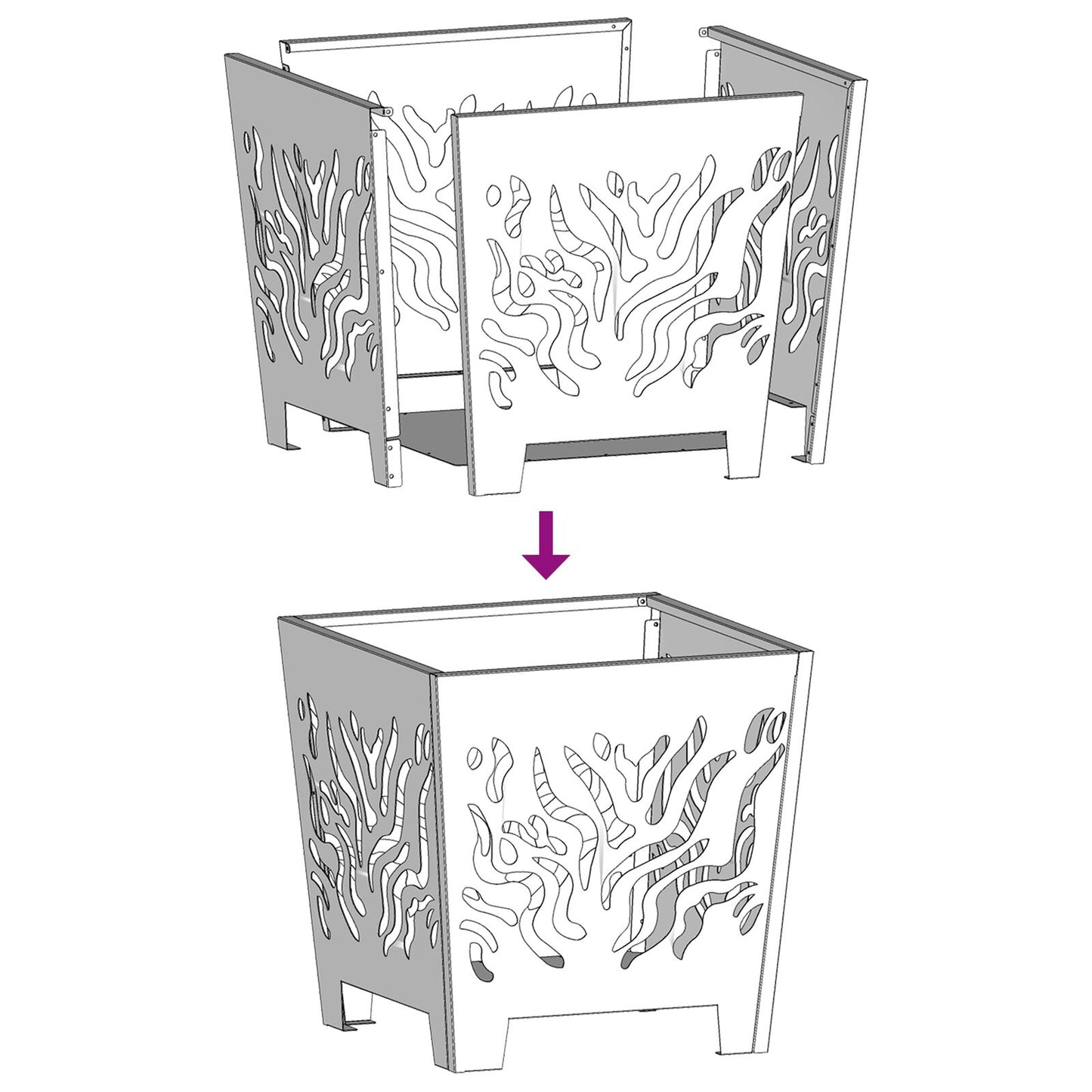 Vuurkorf Vierkant Zwart Staal Koudgewalst staal/Zwart 40 x 40 x 40 cm