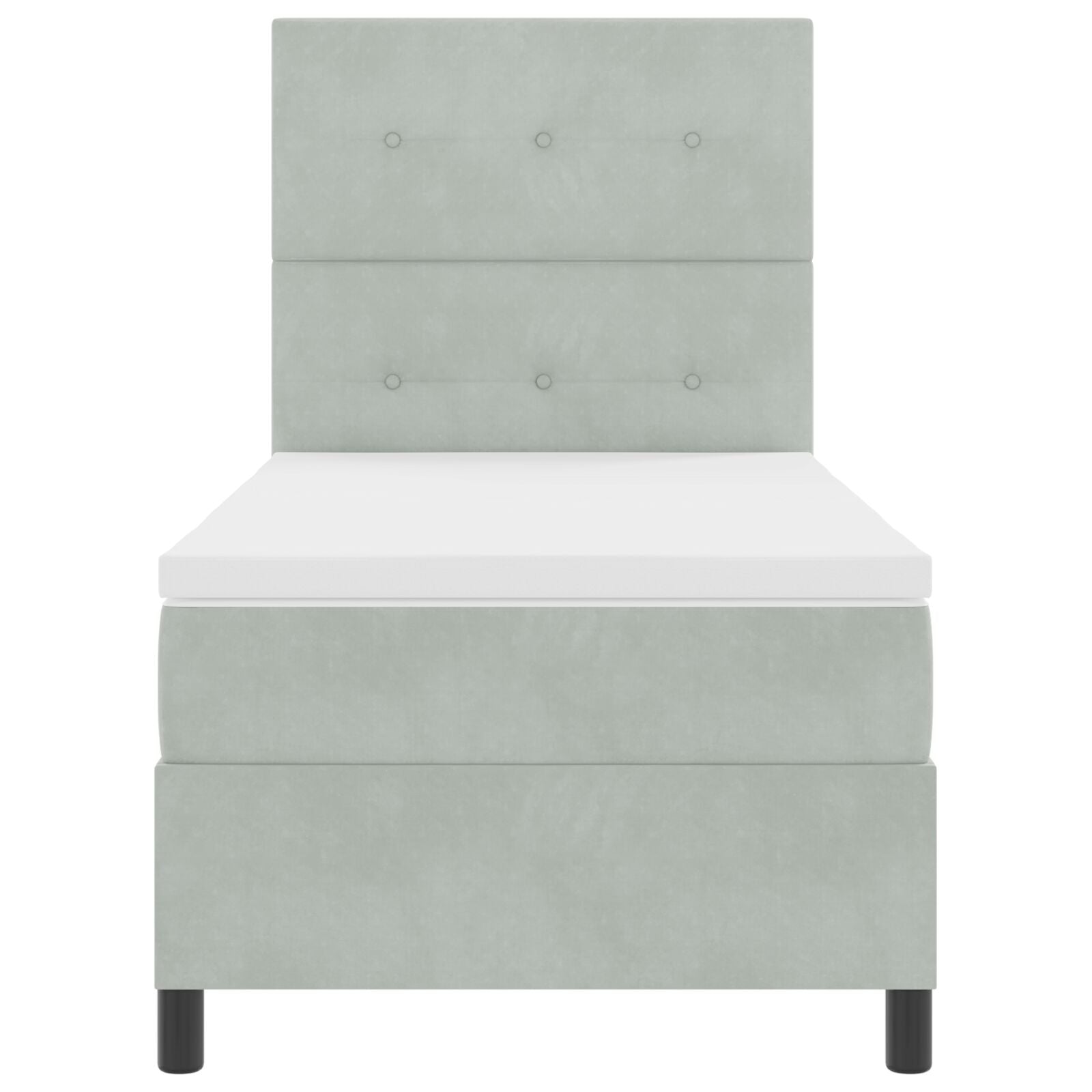 Boxspringbed Met Matras Lichtgrijs Eenpersoons Fluweel Blauw