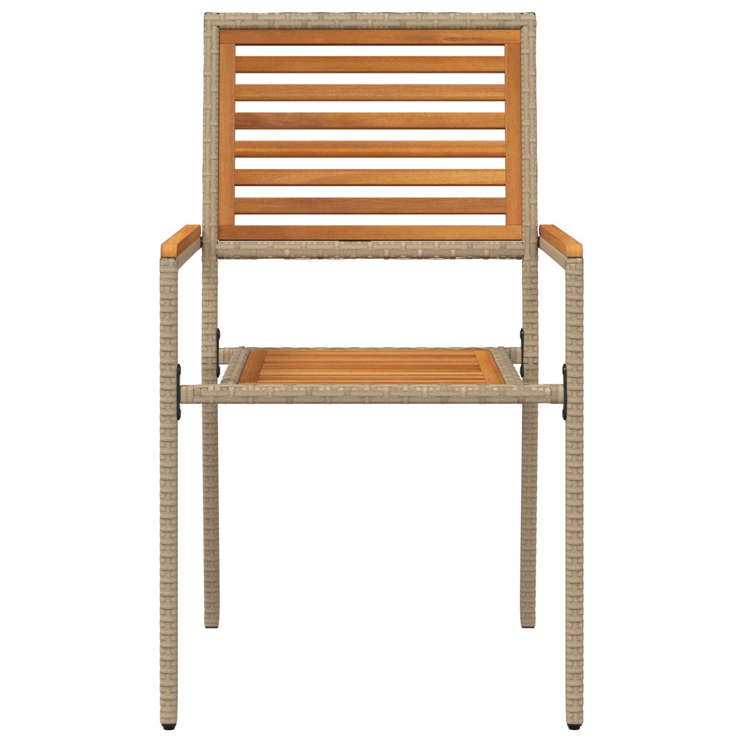 Stapelbare Tuinstoelen Met Kussens - 2 Stuks - - Poly Rattan Beige Hout