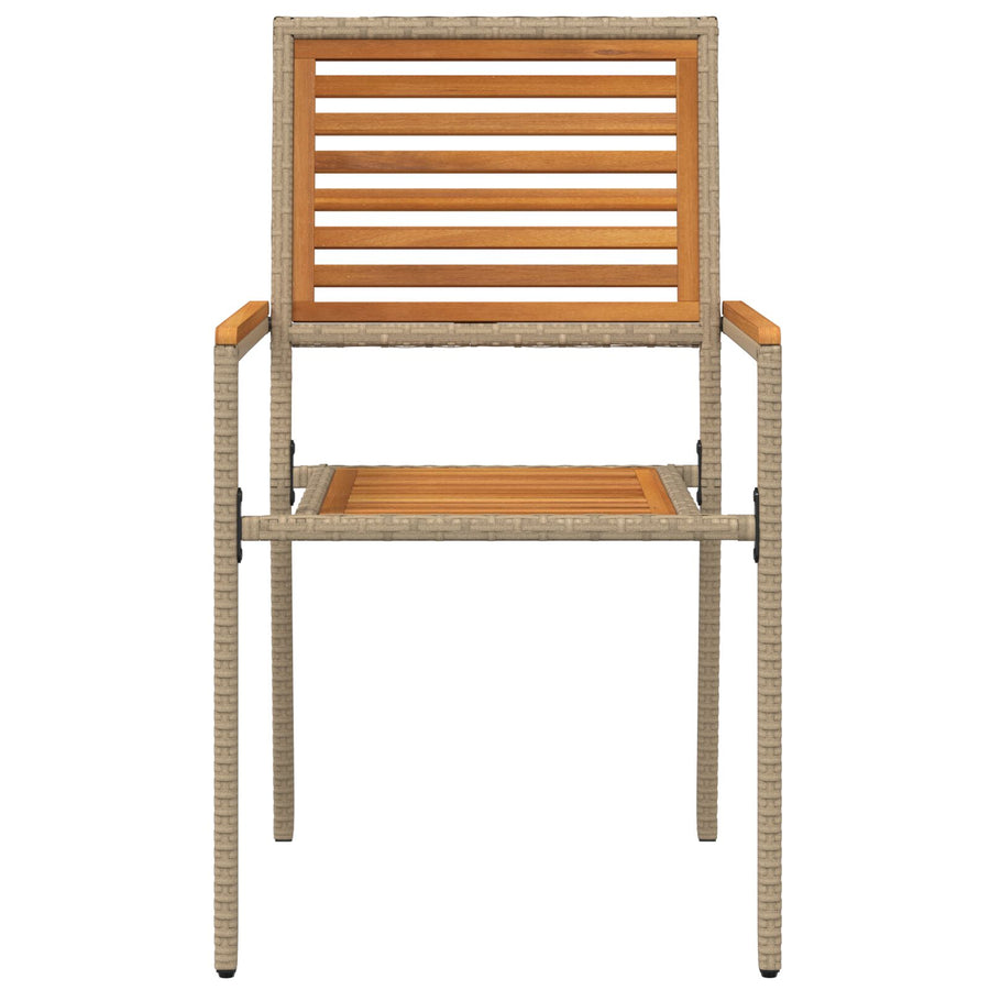 Stapelbare Tuinstoelen Met Kussens - 2 Stuks - - Poly Rattan Beige Hout
