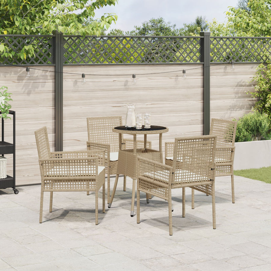 5-Delige Tuindining Set Beige Poly Rattan