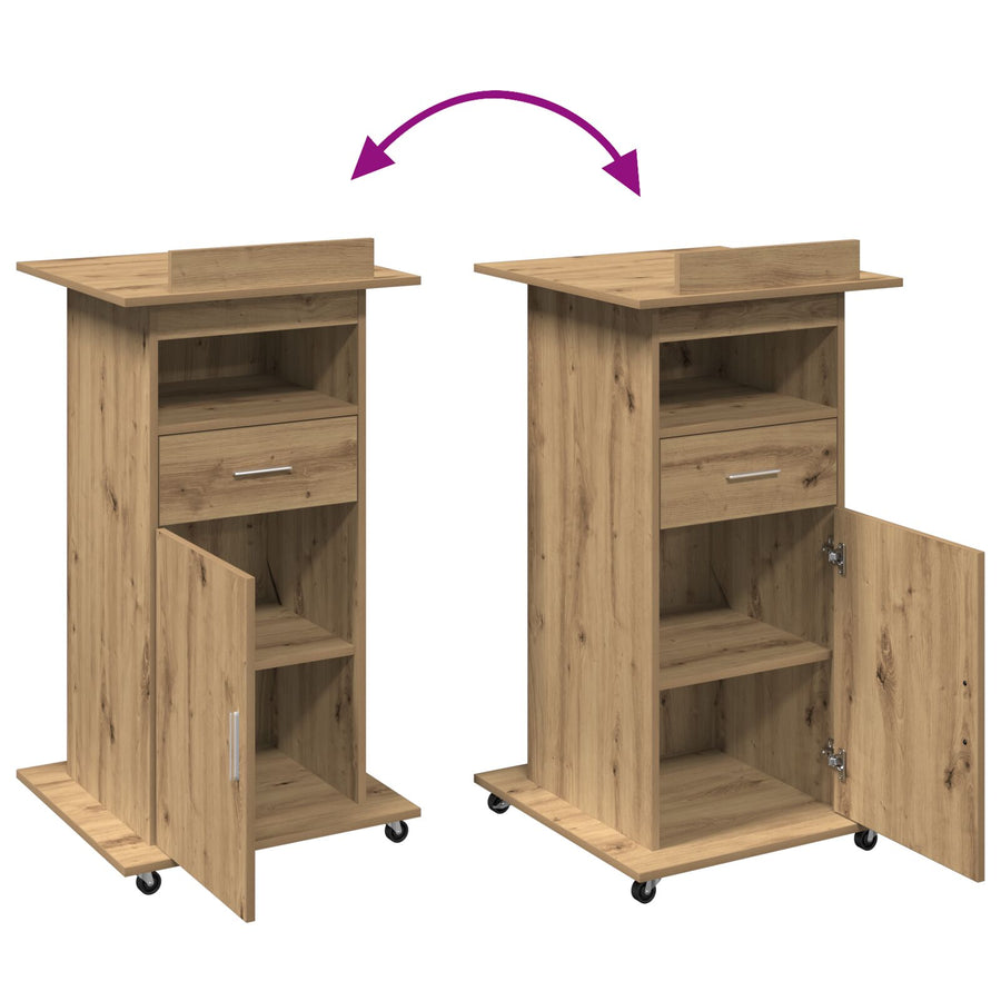 Podium Met Wielen Artisan Eiken Geengineerd Hout