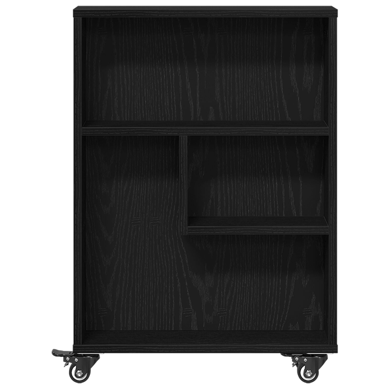 Smalle Opbergtrolley Zwart Eiken 48X13X68 Cm Gelaagd Hout
