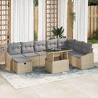 Garden Sofa Set 9 pcs Beige poly rattan
