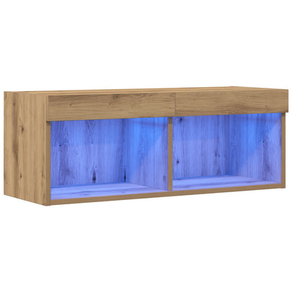 Tv Wandkast Met Led Verlichting 1 Artisan Eiken