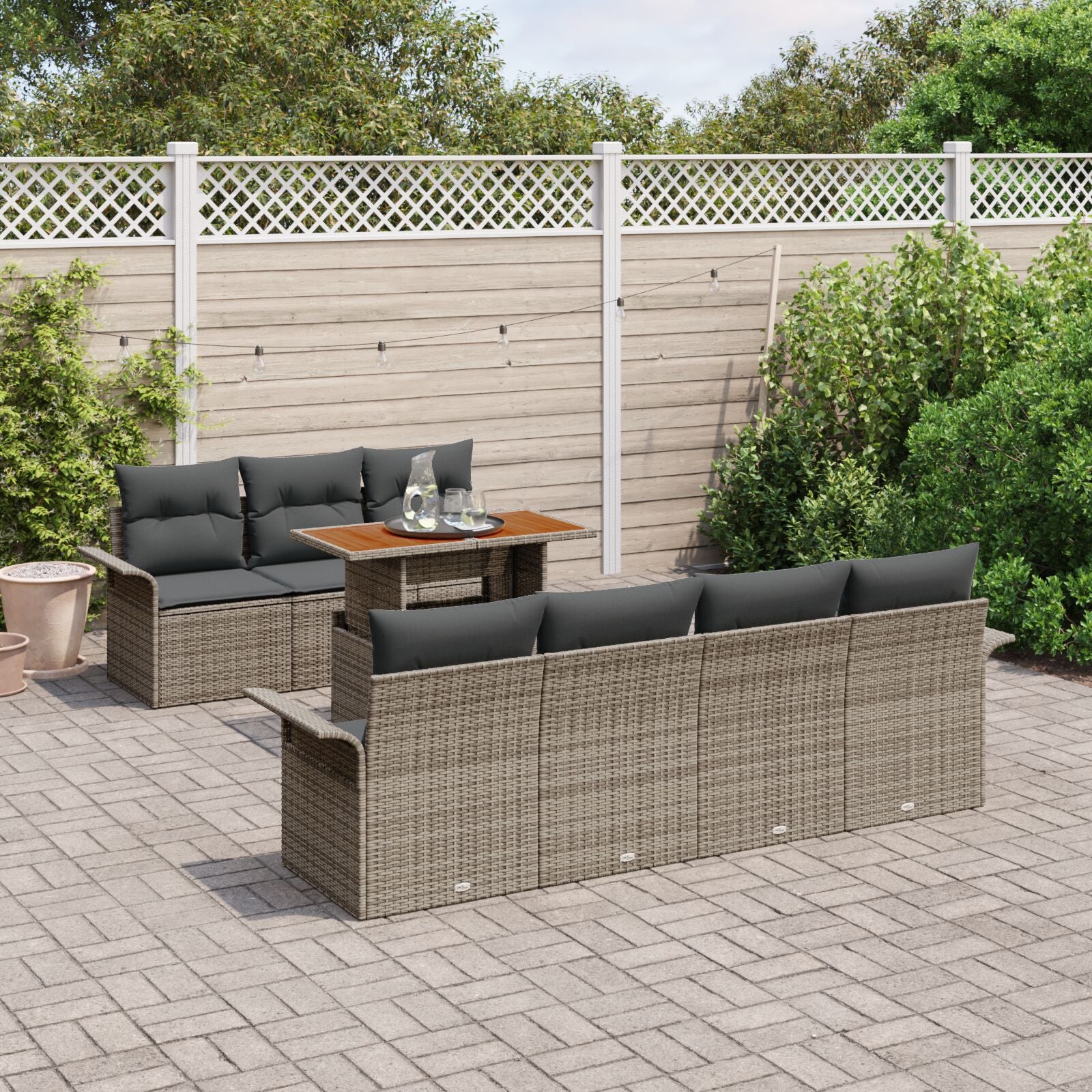 Tuin Sofa Set Set Van 8 Grijs Rattan Tuin Sofa Set Rechthoekig