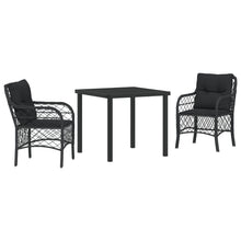 3 Delige Tuinset Met Kussens Zwart Poly Rattan