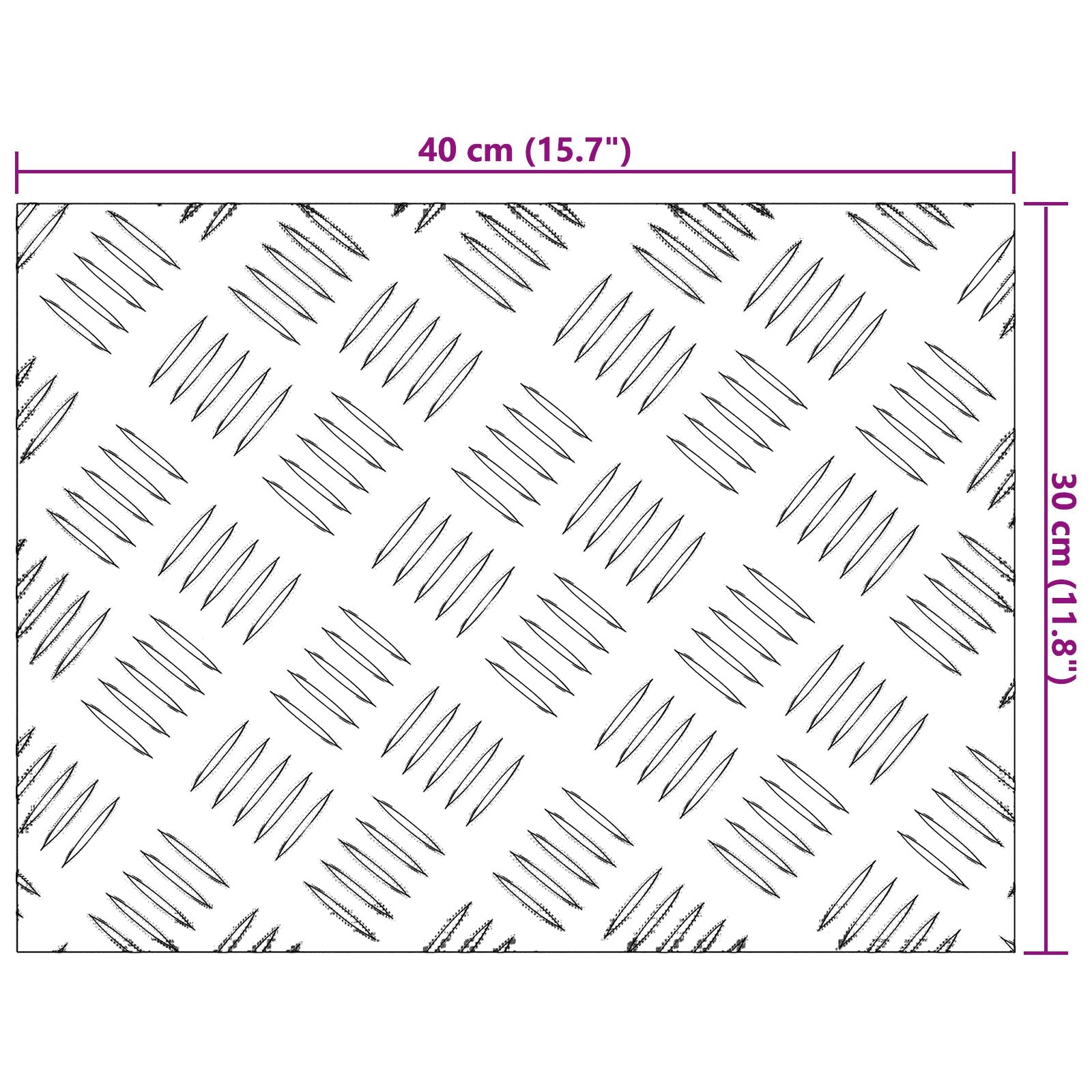 Aluminium Checker Platen 4 Stuks Antislip 40X30 Cm 40 x 30 x 0.3 cm Rechthoekig