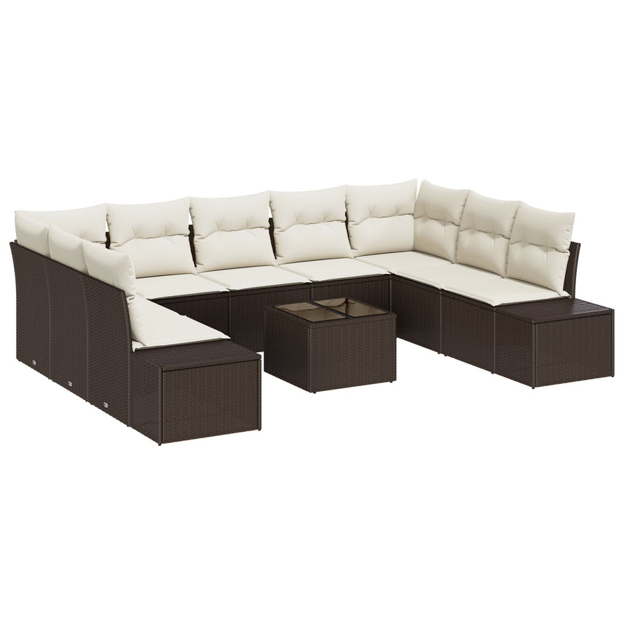 9-Delige Tuin Sofa Set Met Kussens Grijs Poly Rattan