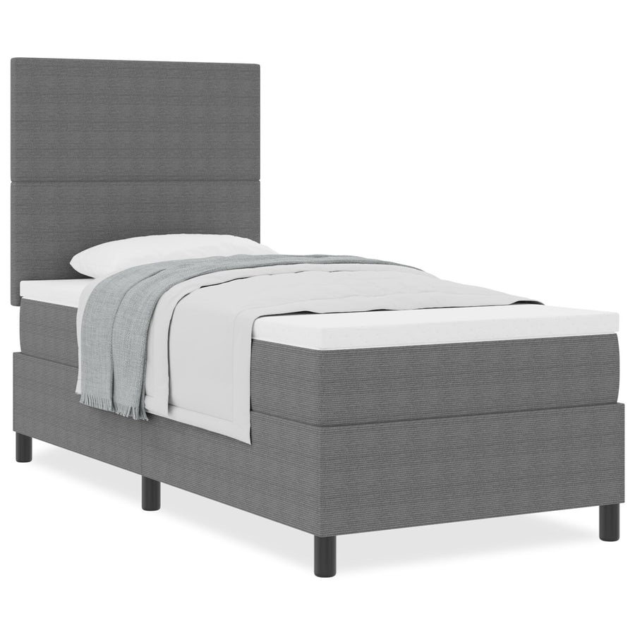 Boxspringbed Met Matras Lichtgrijs 100X200 Cm Corduroy Stof