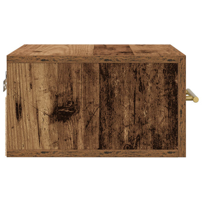 Nachtkastjes 2 Stuks Wandgemonteerd Oud Hout 35X35X20 Cm Zwart Eiken