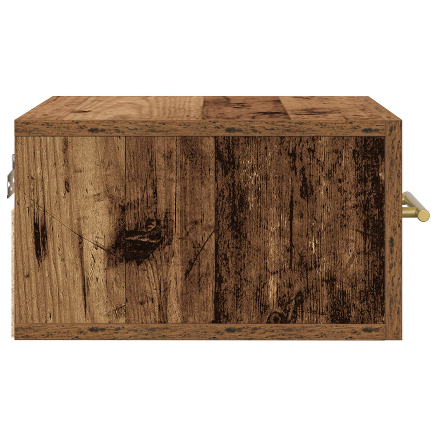 Nachtkastjes 2 Stuks Wandgemonteerd Oud Hout 35X35X20 Cm Zwart Eiken