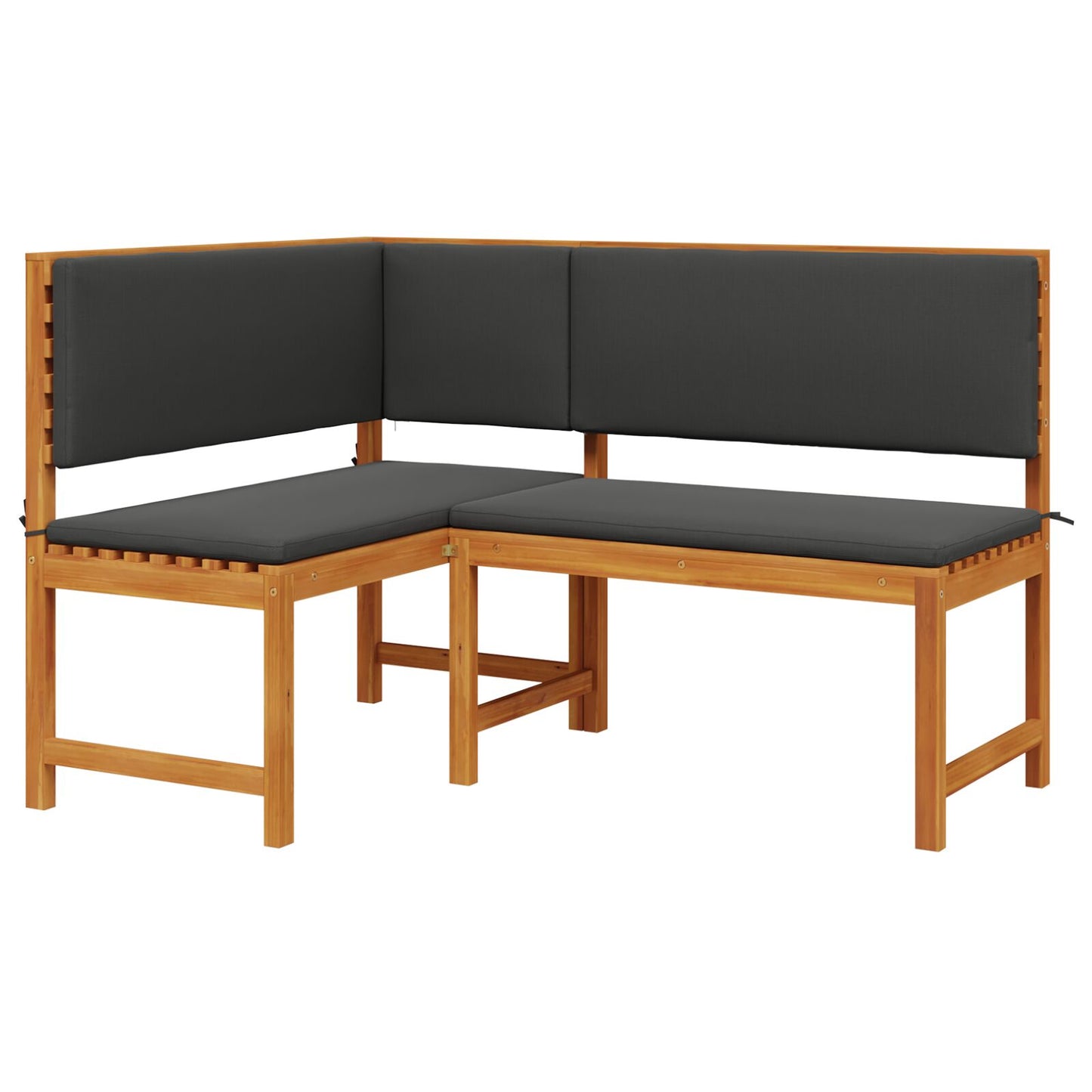Hoekbank Voor In De Tuin Met Kussens 140X100X91 Cm Massief Acaciahout Anthraciet L-vormige bank