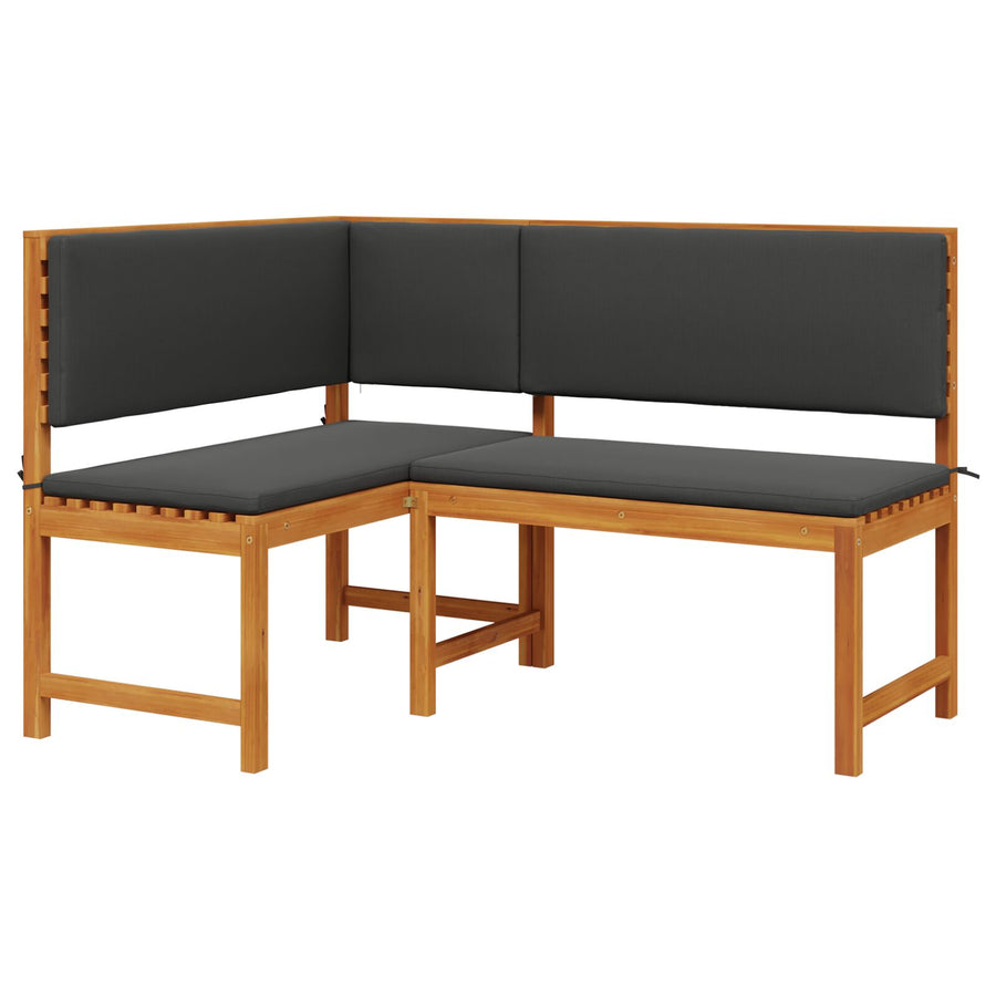 Hoekbank Voor In De Tuin Met Kussens 140X100X91 Cm Massief Acaciahout Anthraciet L-vormige bank