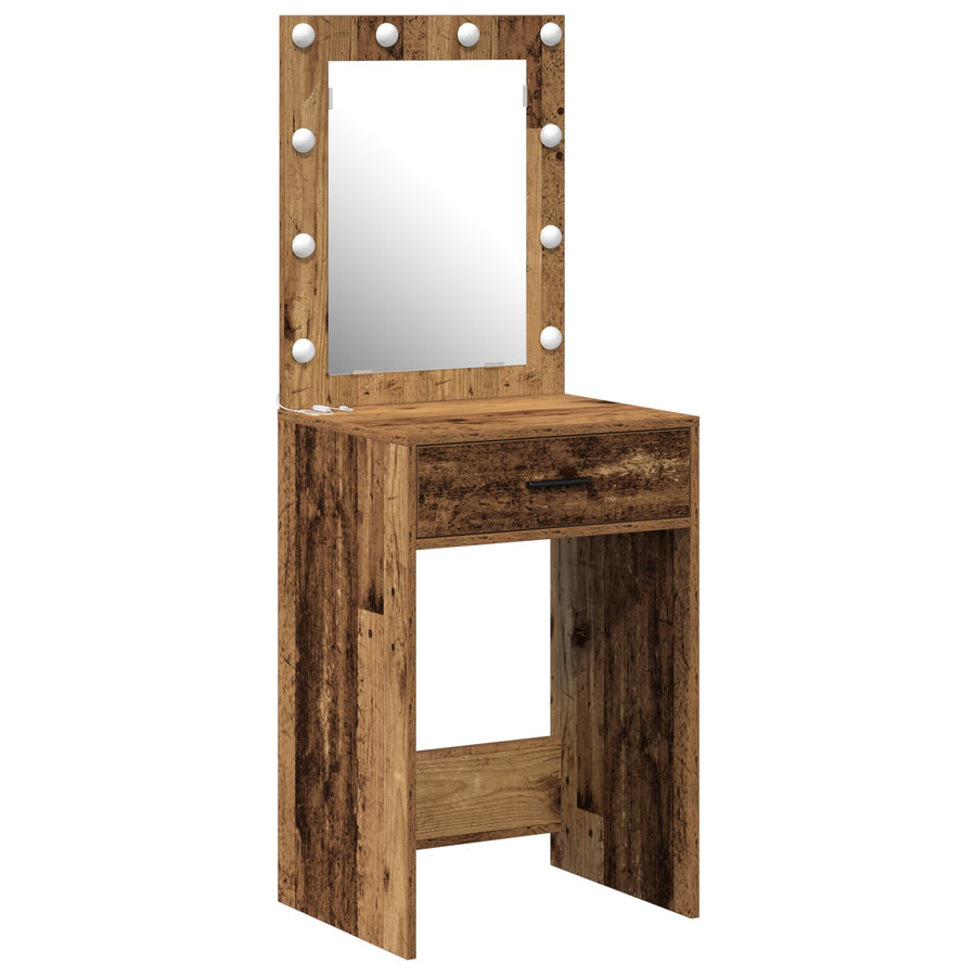 Kaptafel Met Led-Verlichting Oud hout 50 x 41 x 135 cm