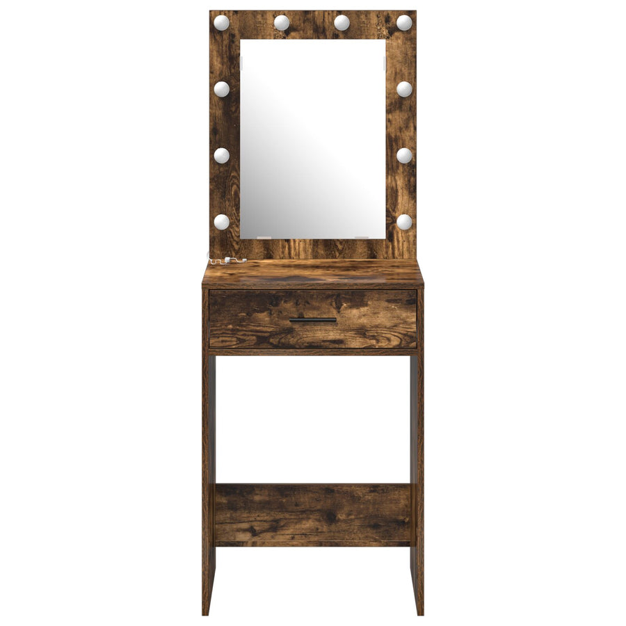 Kaptafel Met Led-Verlichting Gerookt Eiken 50 x 41 x 135 cm