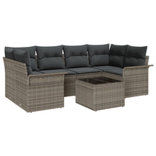 7-Delige Tuin Sofa Set Met Kussens Grijs Poly Rattan