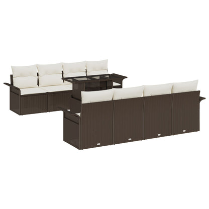 9 Delige Tuin Sofa Set Met Kussens Bruin Poly Rattan