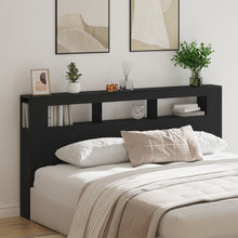 Opslage Headboard Met Led Verlichting Zwart Eiken 200X18,5X103,5 Cm