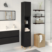 Badkamerkast Zwart Eiken 30X30X190 Cm Houtmateriaal